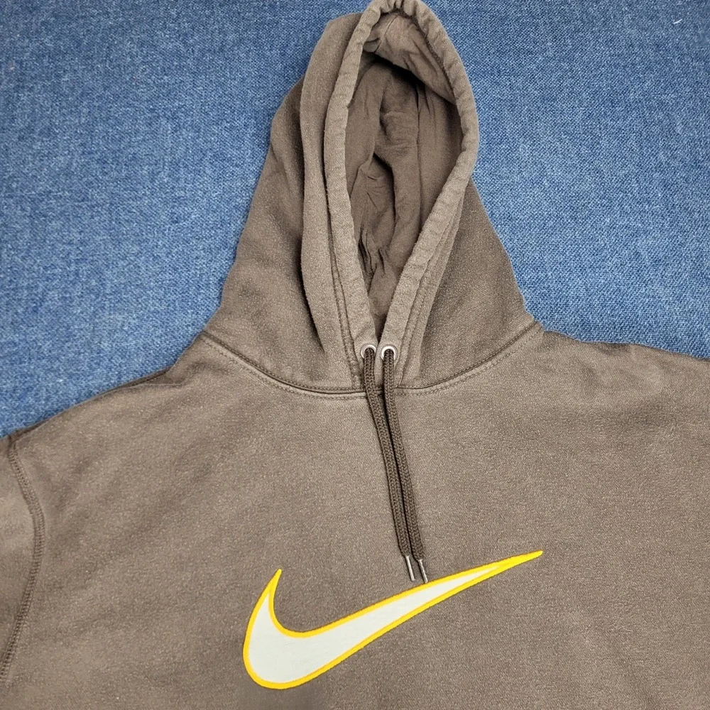 VTG Nike Athletic Dept Brown Pullover Hoodie XL Embroidered Swoosh Sportswear